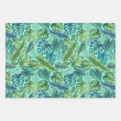 Groene en Blauwgroen tropische palmbanaanmosterdbl Inpakpapier Vel (Voorkant)