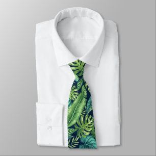 Groene en Blauwgroen tropische palmbanaanmosterdbl Stropdas