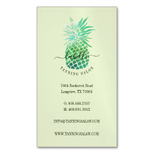 Groene en Blauwgroen Waterverf Tropische anananasv Magnetisch Visitekaartje