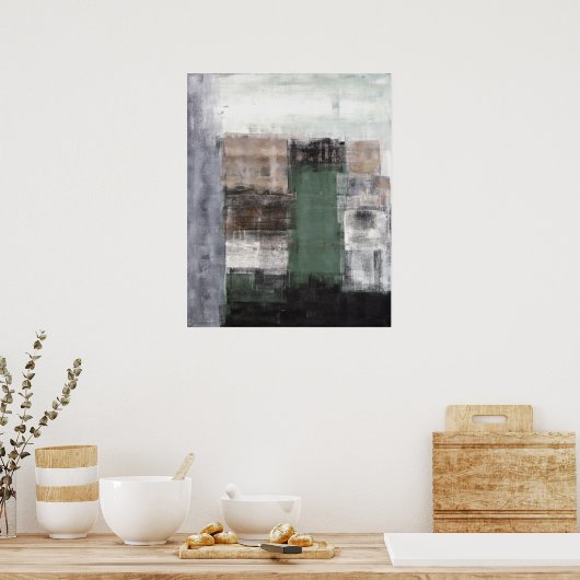 Groene en bruine Abstracte kunst om over te stappe Poster (Keuken)