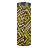Groene en bruine architectuurafdrukken thermosbeker (Achterkant)