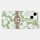 Groene en bruine florale benaming en initiaal Case-Mate iPhone case (Achterkant (horizontaal))