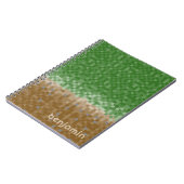 Groene en Bruine Pixel Miner met Aangepaste Naam Notitieboek (Linkerzijde)