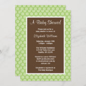 Groene en bruine poka Dots Baby Shower Invitations Kaart (Voorkant / Achterkant)