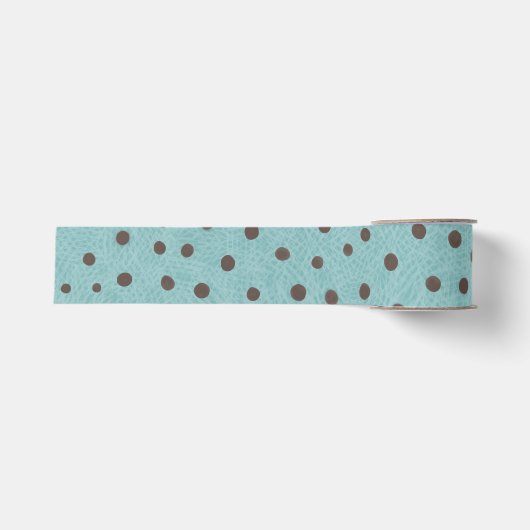 Groene en bruine polka stippen grosgrain lint (Voorkant)
