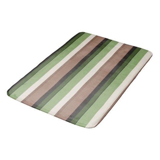 Groene en bruine streep Bath Mat (Gekanteld)