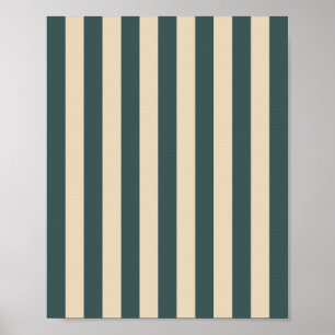 Groene en crème verticale strepen poster