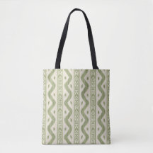 Groene en crèmekleurige Ikat-tas met geweven stree