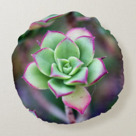 Groene en Fuchsia Succulent Plant Round Pillow Rond Kussen