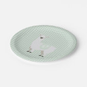 Groene en gebroken-witte Baby shower Neutrale Llam Papieren Bordje (Gekanteld)