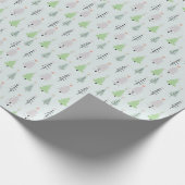 Groene en Gebroken Witte Kerstbomen Roze Kerstmis Cadeaupapier (Hoek)