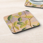 Groene en gele bladeren op zonnescherm drankjes onderzetter (Linkerzijde)