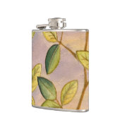 Groene en gele bladeren op zonnescherm heupfles (Links)