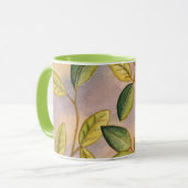 Groene en gele bladeren op zonnescherm mok (Voorkant links)
