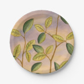 Groene en gele bladeren op zonnescherm papieren bordje (Voorkant)