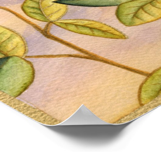 Groene en gele bladeren op zonnescherm poster (Hoek)