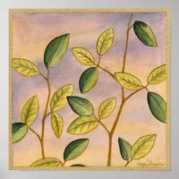 Groene en gele bladeren op zonnescherm