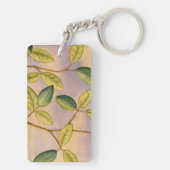 Groene en gele bladeren op zonnescherm sleutelhanger (achterkant)