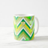 Groene en gele Chevron Koffiemok (Voorkant rechts)