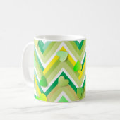 Groene en gele Chevron Koffiemok (Voorkant links)