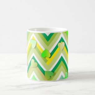 Groene en gele Chevron Koffiemok