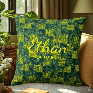 Groene en Gele Denim Textuur Bold Custom Home Kussen