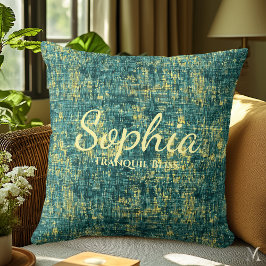 Groene en Gele Denim Textuur Huisdecoratie Kussen