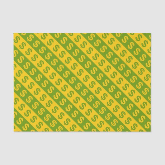 Groene en gele dollaire tekens gestript patroon tissuepapier (Voorkant)