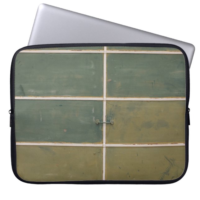 Groene en gele lade laptop sleeve (Voorkant)