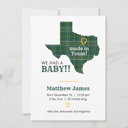 Groene en gele spelden gemaakt in Texas - vertical Aankondiging (Voorkant)