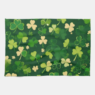 Groene en gele St. Patrick's Day Shamrock Theedoek