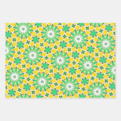 Groene en Gele Ster Abstract Inpakpapier Vel (Voorkant 3)