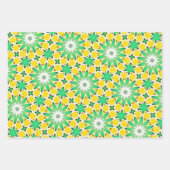 Groene en Gele Ster Abstract Inpakpapier Vel (Voorkant 2)