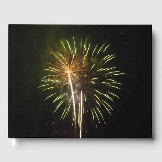 Groene en Gold Fireworks Holiday Celebration Gastenboek (Voorkant)
