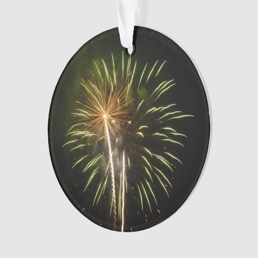 Groene en Gold Fireworks Holiday Celebration Ornament (voorkant)