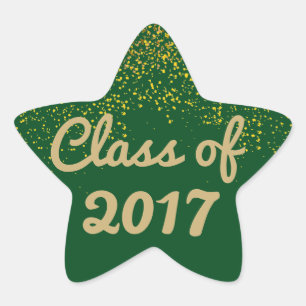 Groene en Gold Star Afstuderen Sticker Sjabloon