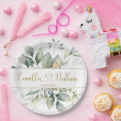 Groene en goudbruinhuwelijken papieren bordje (Feest)