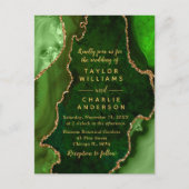 Groene en Gouden Agaat Marmeren Bruiloft Briefkaart (Voorkant)