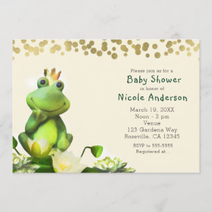 Groene en gouden babyshower uitnodigingen voor de