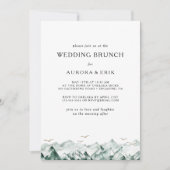 Groene en Gouden Berg Bruiloft Brunch Uitnodiging (Voorkant)