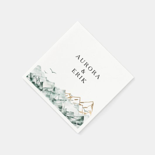 Groene en Gouden Berg Bruiloft Servetten (Hoek)