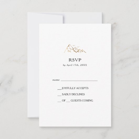 Groene en Gouden Berg RSVP-kaart RSVP Kaartje (Voorkant)