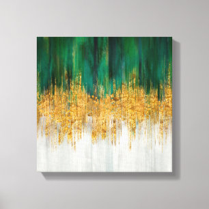 Groene en gouden beweging abstract canvas afdruk