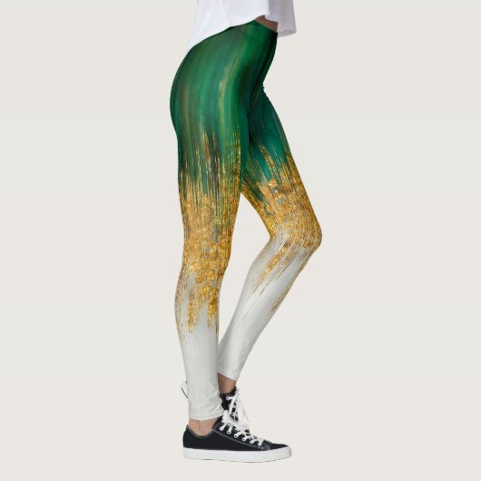 Groene en gouden beweging abstract leggings (Rechts)