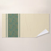 Groene en Gouden Bladeren Botanische Patroon Handd Badhanddoek (Badhanddoek)