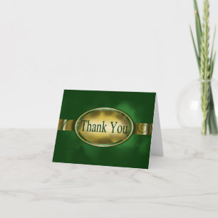 Groene en Gouden Bloemen Button Bedankkaart
