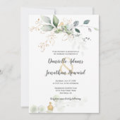Groene en Gouden Botanicals Gouden Sparkles Bruilo Kaart (Voorkant)