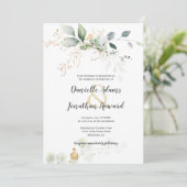 Groene en Gouden Botanicals Gouden Sparkles Bruilo Kaart (Staand voorkant)