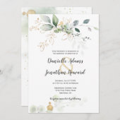 Groene en Gouden Botanicals Gouden Sparkles Bruilo Kaart (Voorkant / Achterkant)