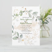 Groene en Gouden Botanische Groene Bruiloft | Kaart (Staand voorkant)